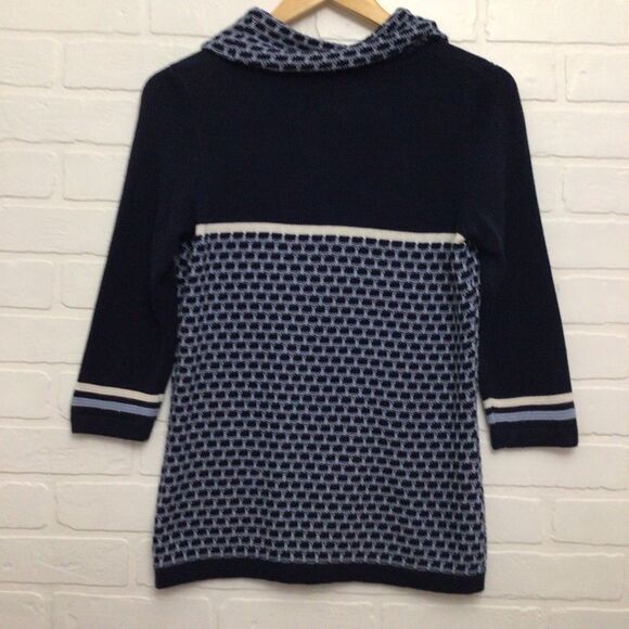 M.A.T. sweater cotton blend turtle neck cable knit fisherman fair isle small - Picture 3 of 12